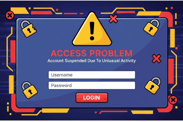 Ilustrasi layar login dengan pesan error.