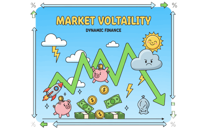 Dynamic financial chart representing market volatility