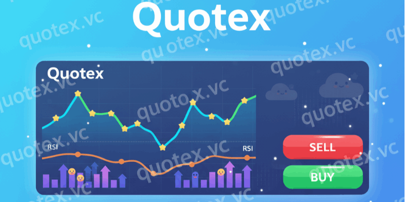 चार्ट, संकेतक और ट्रेड बटन के साथ Quotex ट्रेडिंग इंटरफ़ेस का एक स्क्रीनशॉट।